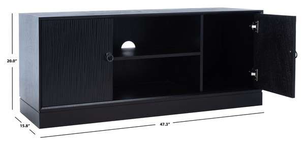 Safavieh Aliyah 2Dr 1 Shelf Media Stand - Black | TV Stands | Modishstore - 4