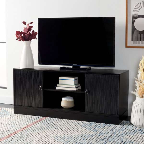 Safavieh Aliyah 2Dr 1 Shelf Media Stand - Black | TV Stands | Modishstore