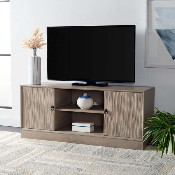 Safavieh Aliyah 2Dr 1 Shelf Media Stand - Greige | TV Stands | Modishstore