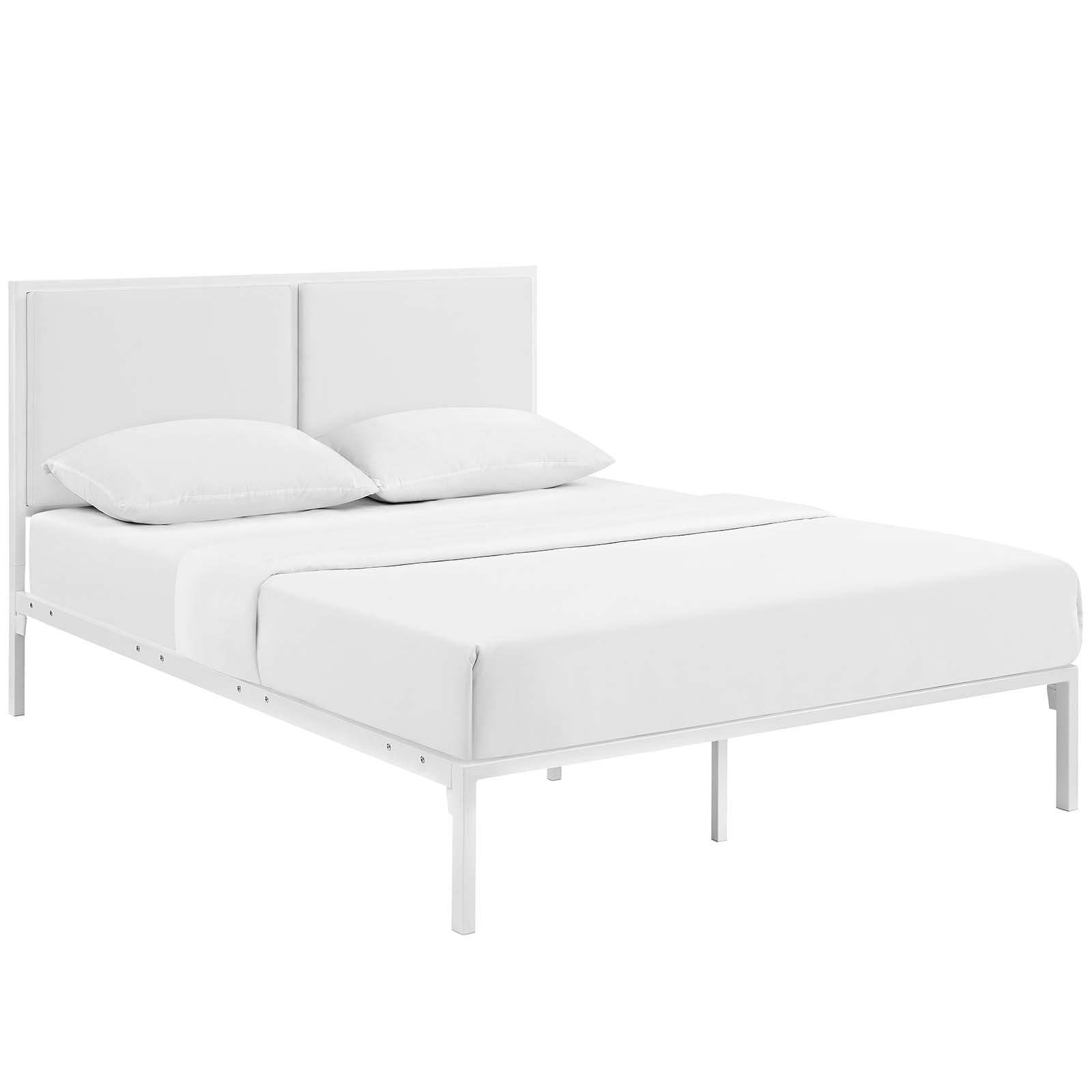 Modway Della King Vinyl Bed - White White - MOD-5464 | Beds | Modishstore - 4