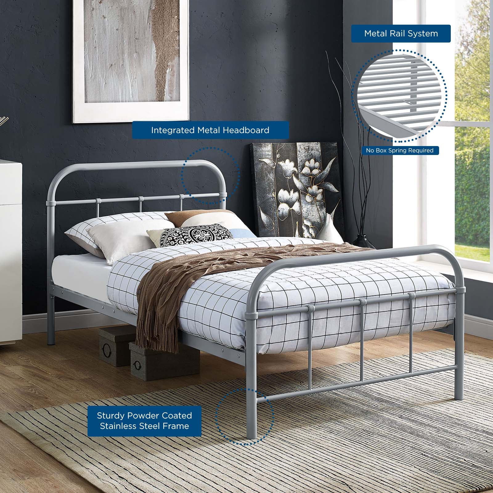 Maisie Twin Stainless Steel Bed Frame By Modway - MOD-5531 | Beds | Modishstore - 7