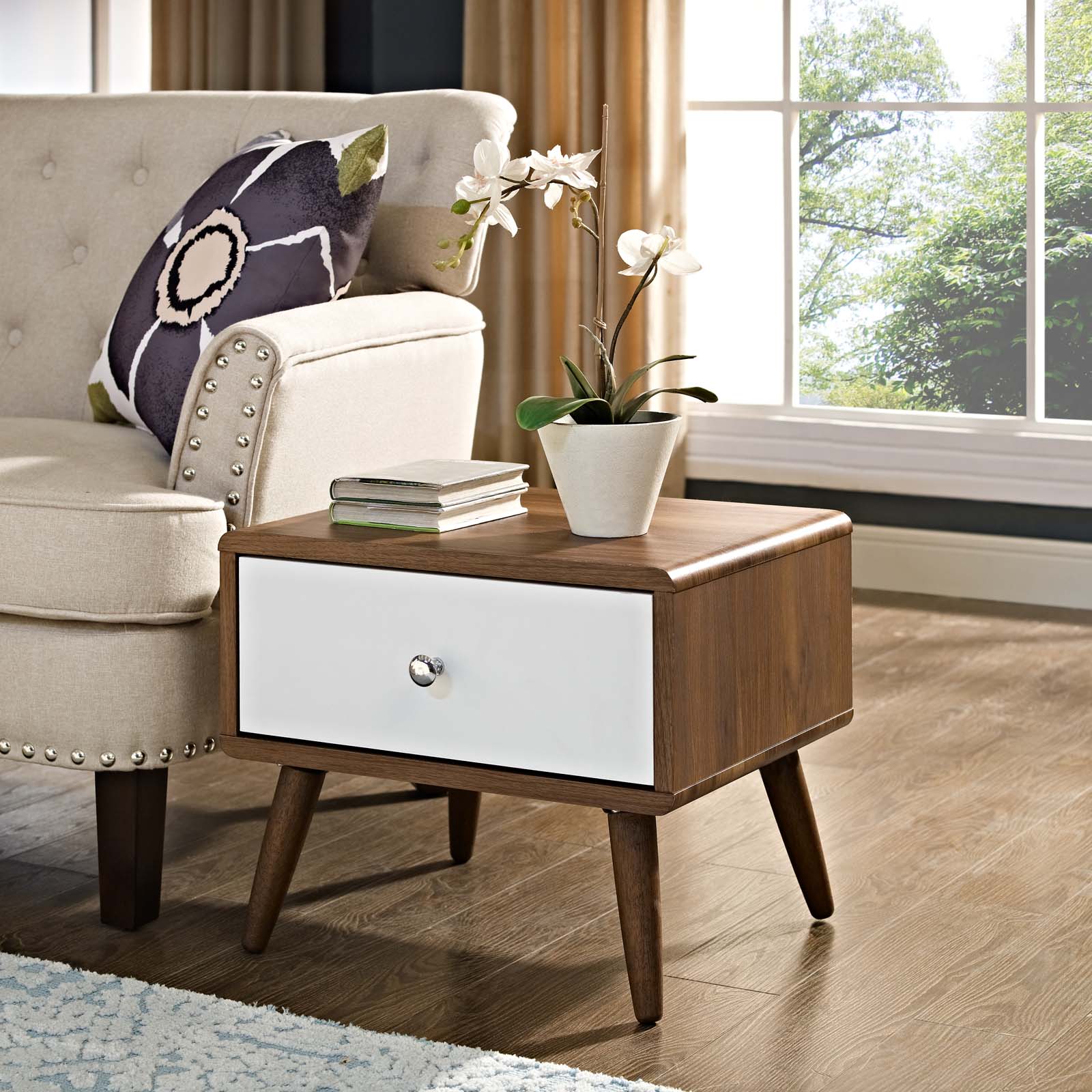Modway Transmit Nightstand MOD 5731 Walnut White Modish Store