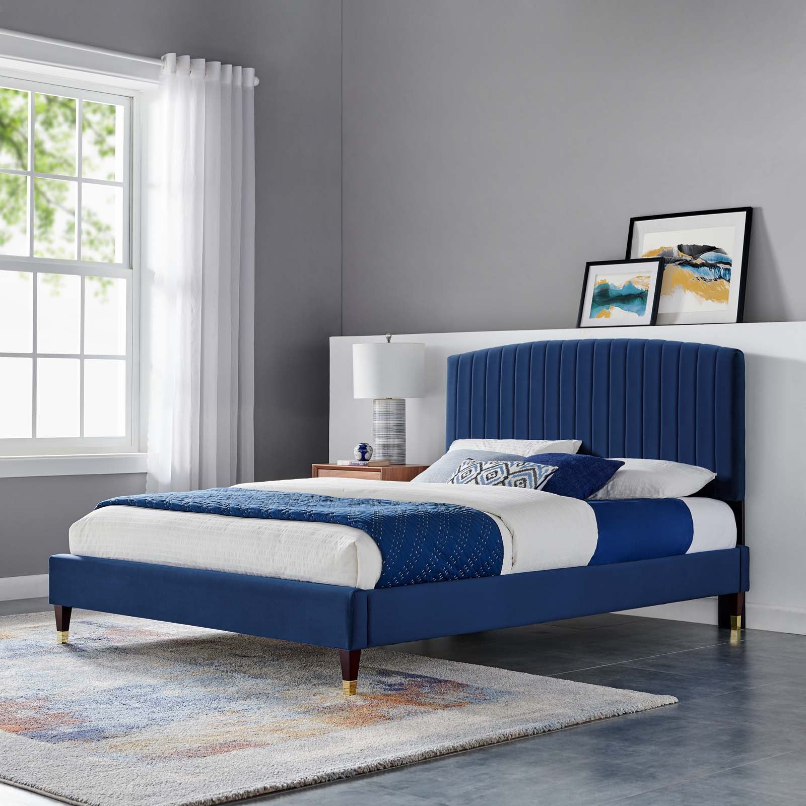 Alessi Performance Velvet Queen Platform Bed By Modway - MOD-6284 | Beds | Modishstore - 15