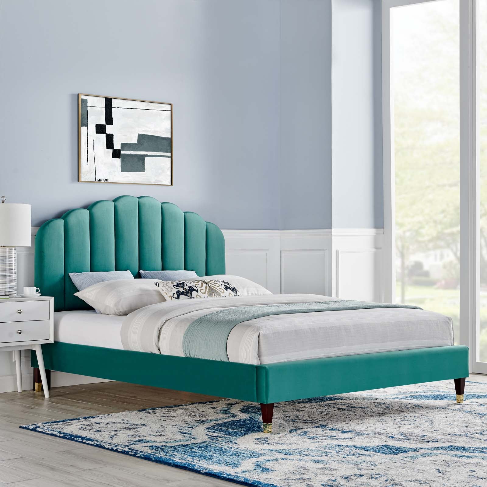 Daisy Performance Velvet Queen Platform Bed By Modway - MOD-6288 | Beds | Modishstore - 42