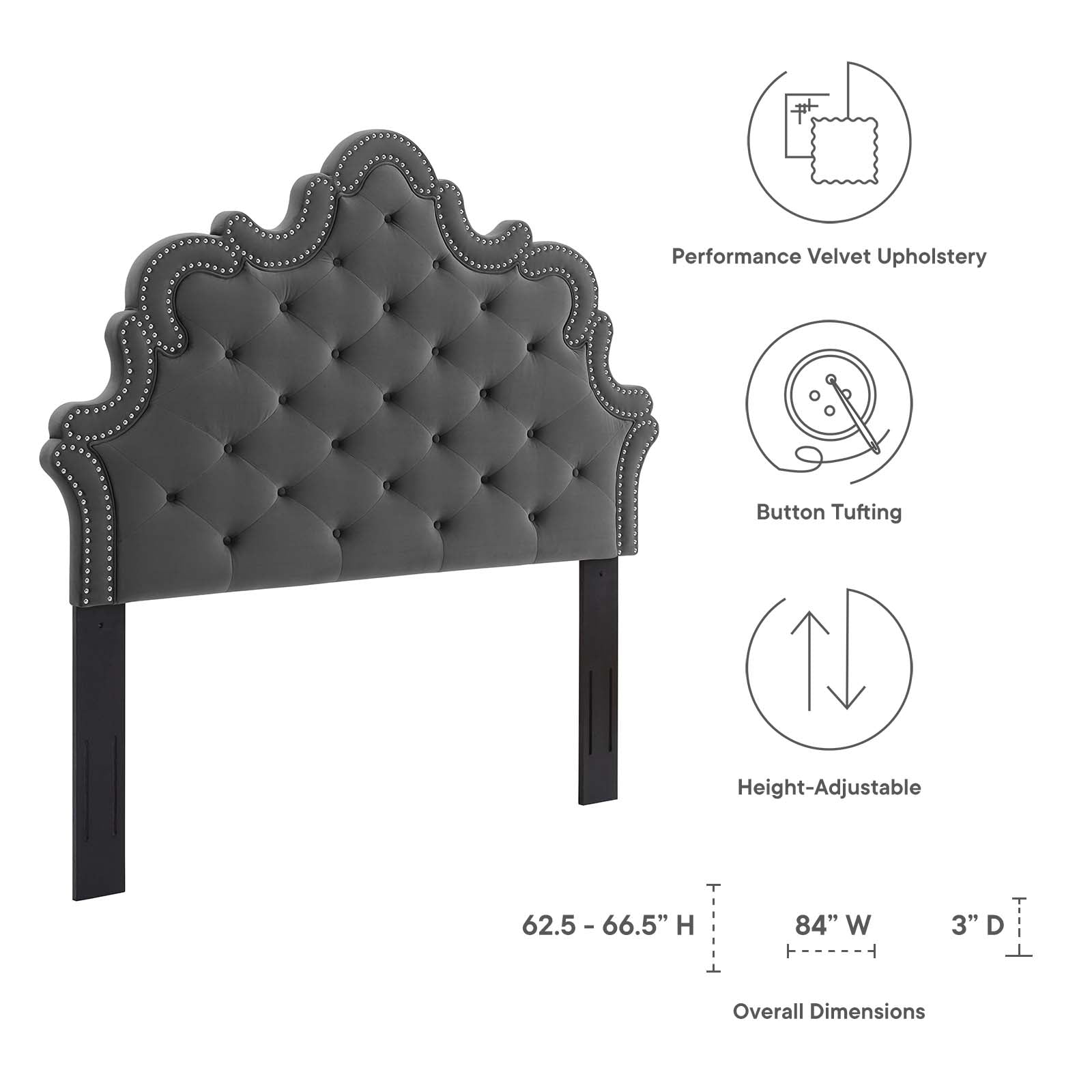 Arabella Button-Tufted Performance Velvet King/California King Headboard By Modway - MOD-6564 | Headboards | Modishstore - 6