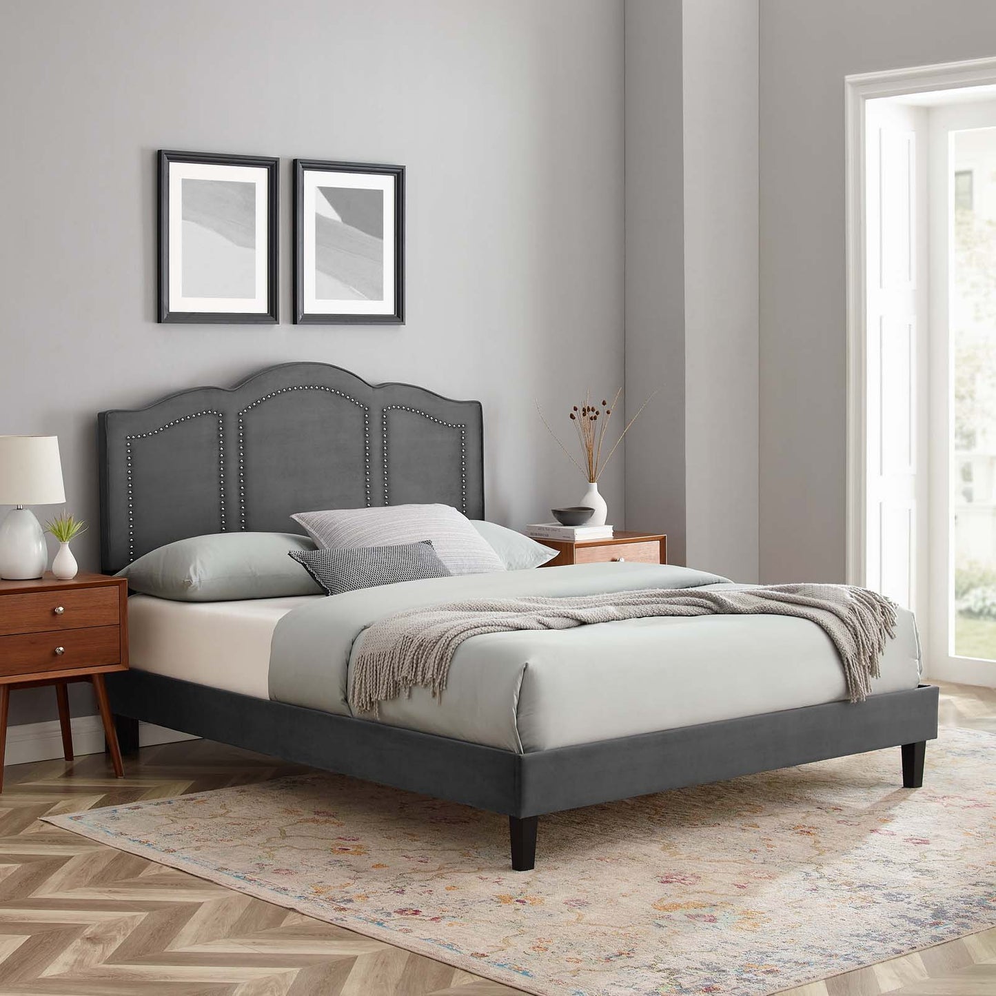 Emerson Performance Velvet Queen Platform Bed By Modway - MOD-6579 | Beds | Modishstore - 6