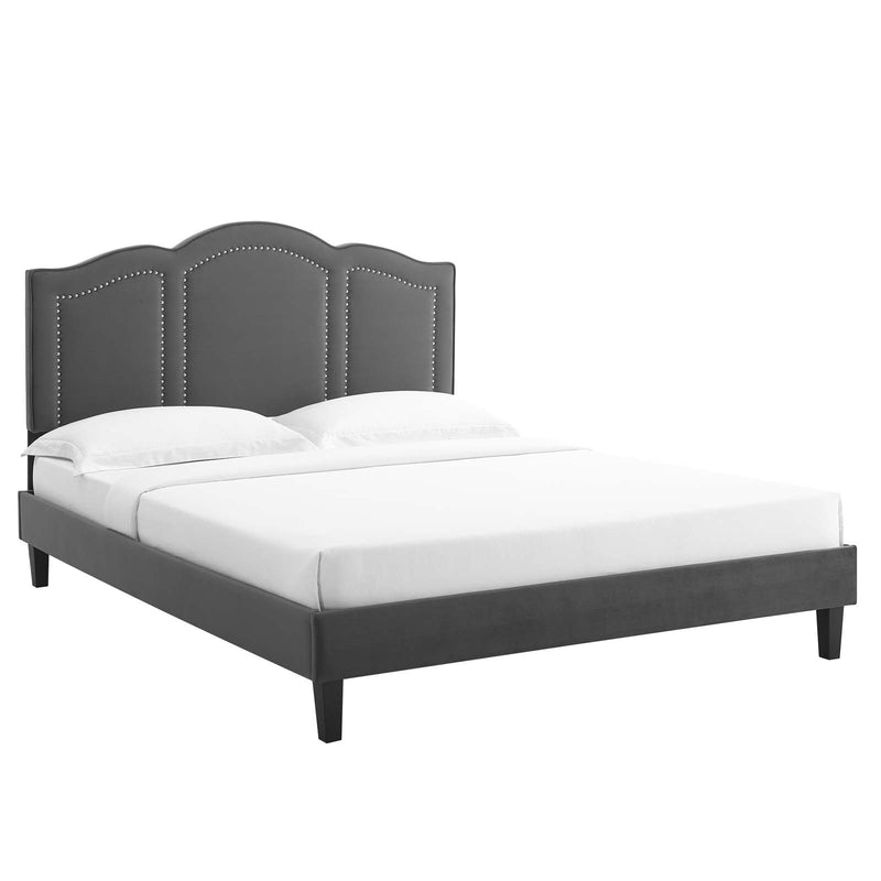 Emerson Performance Velvet Queen Platform Bed By Modway - MOD-6579 | Beds | Modishstore - 1