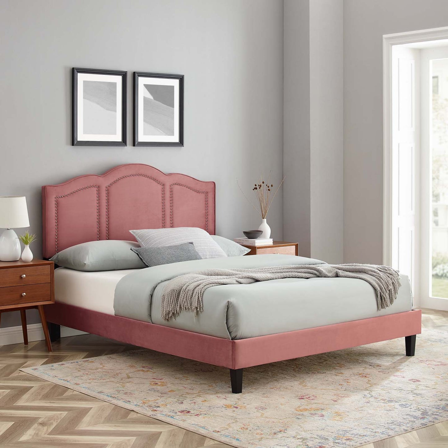 Emerson Performance Velvet Queen Platform Bed By Modway - MOD-6579 | Beds | Modishstore - 19