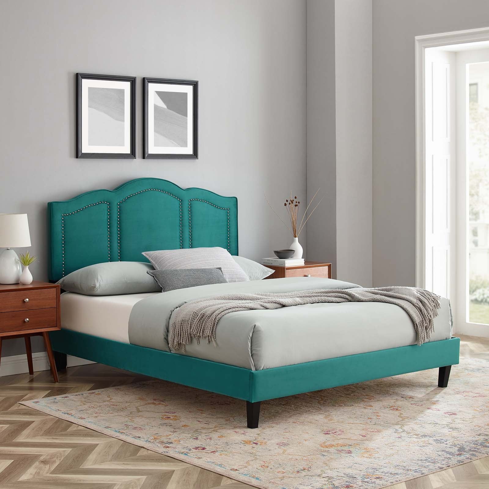 Emerson Performance Velvet Queen Platform Bed By Modway - MOD-6579 | Beds | Modishstore - 83