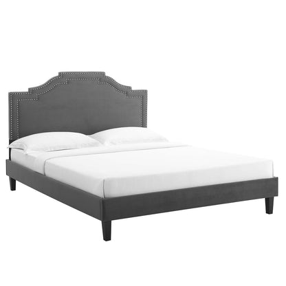 Adelaide Performance Velvet Queen Platform Bed By Modway - MOD-6582 | Beds | Modishstore - 1