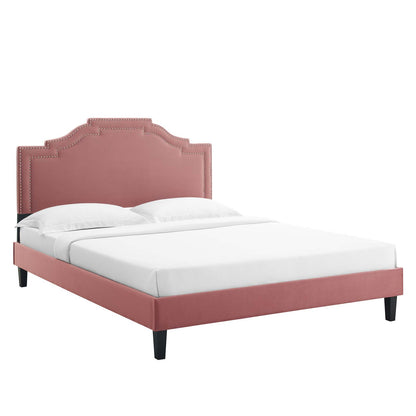 Adelaide Performance Velvet Queen Platform Bed By Modway - MOD-6582 | Beds | Modishstore - 14