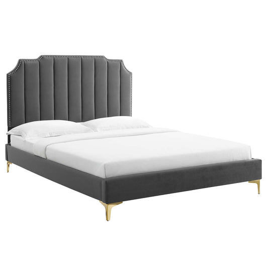 Colette Queen Performance Velvet Platform Bed By Modway - MOD-6583 | Beds | Modishstore