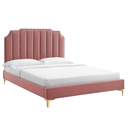 Colette Queen Performance Velvet Platform Bed By Modway - MOD-6583 | Beds | Modishstore - 17