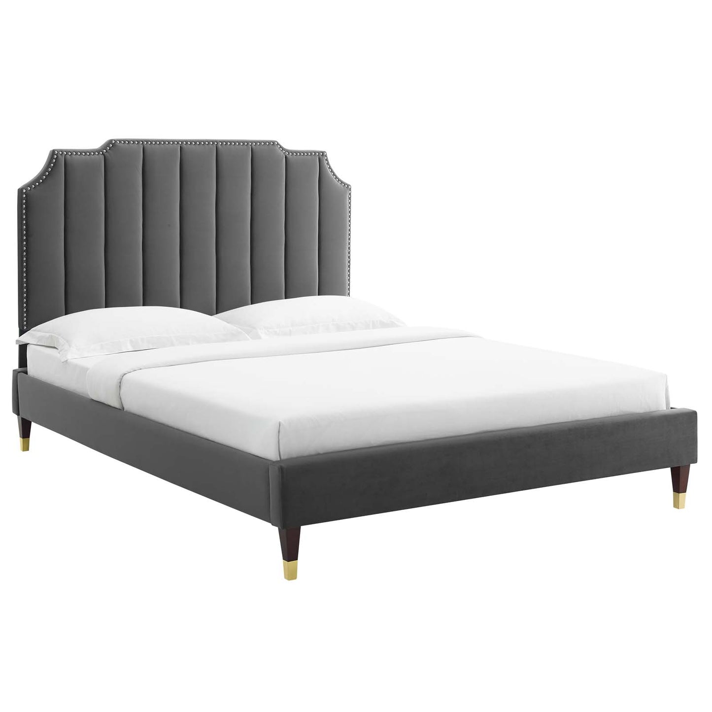 Colette Queen Performance Velvet Platform Bed By Modway - MOD-6584 | Beds | Modishstore - 1