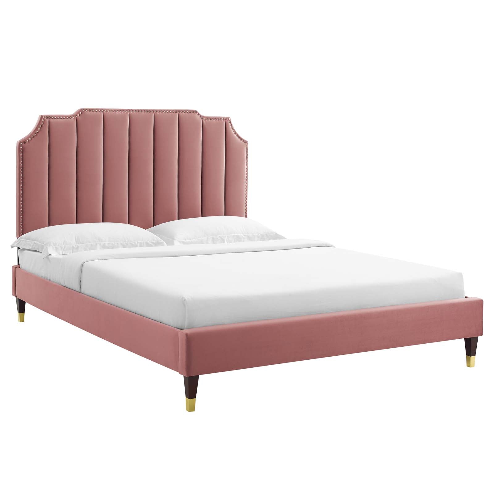 Colette Queen Performance Velvet Platform Bed By Modway - MOD-6584 | Beds | Modishstore - 17