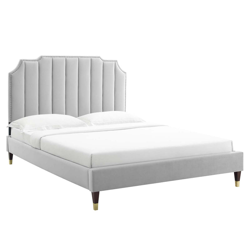 Colette Queen Performance Velvet Platform Bed By Modway - MOD-6584 | Beds | Modishstore - 33