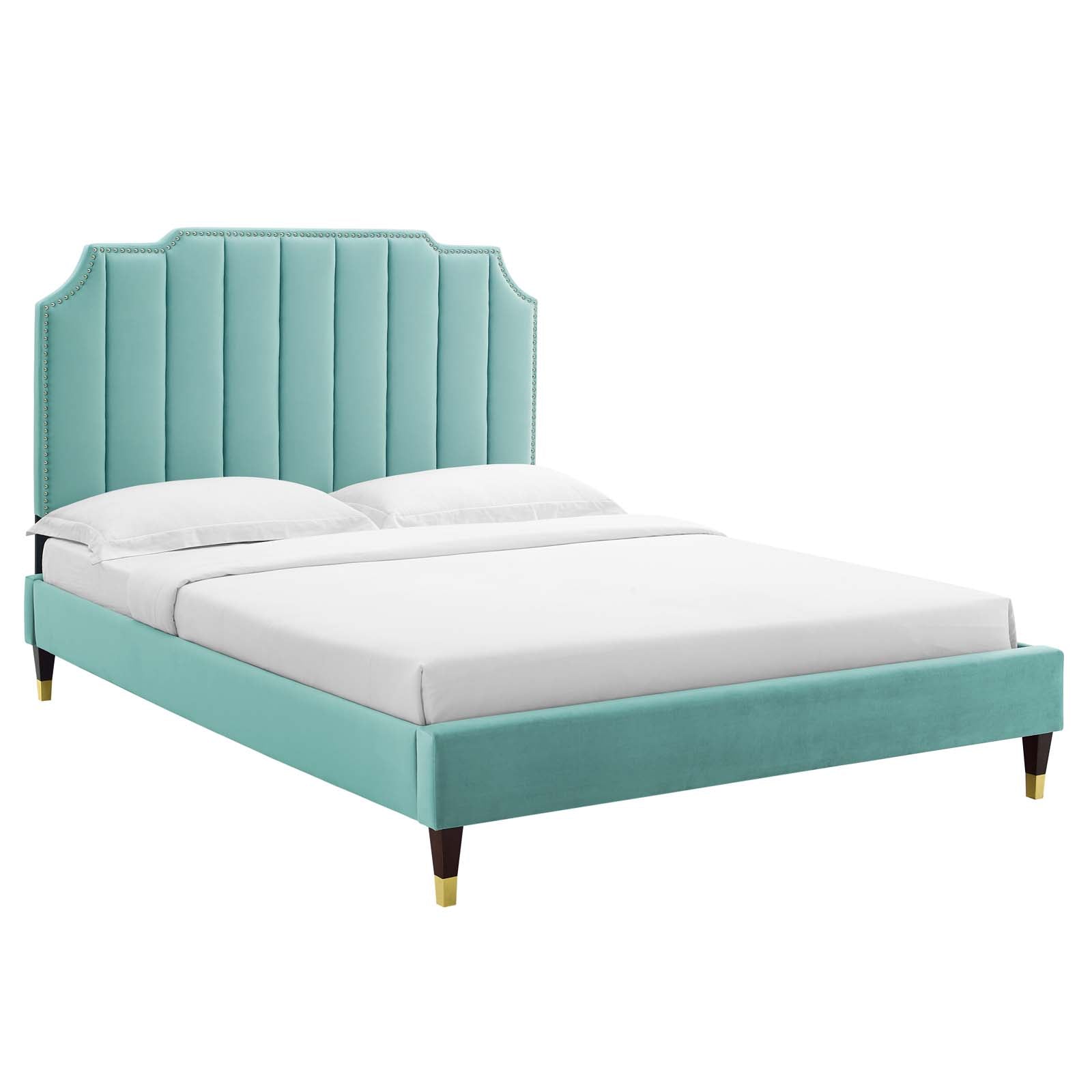 Colette Queen Performance Velvet Platform Bed By Modway - MOD-6584 | Beds | Modishstore - 49