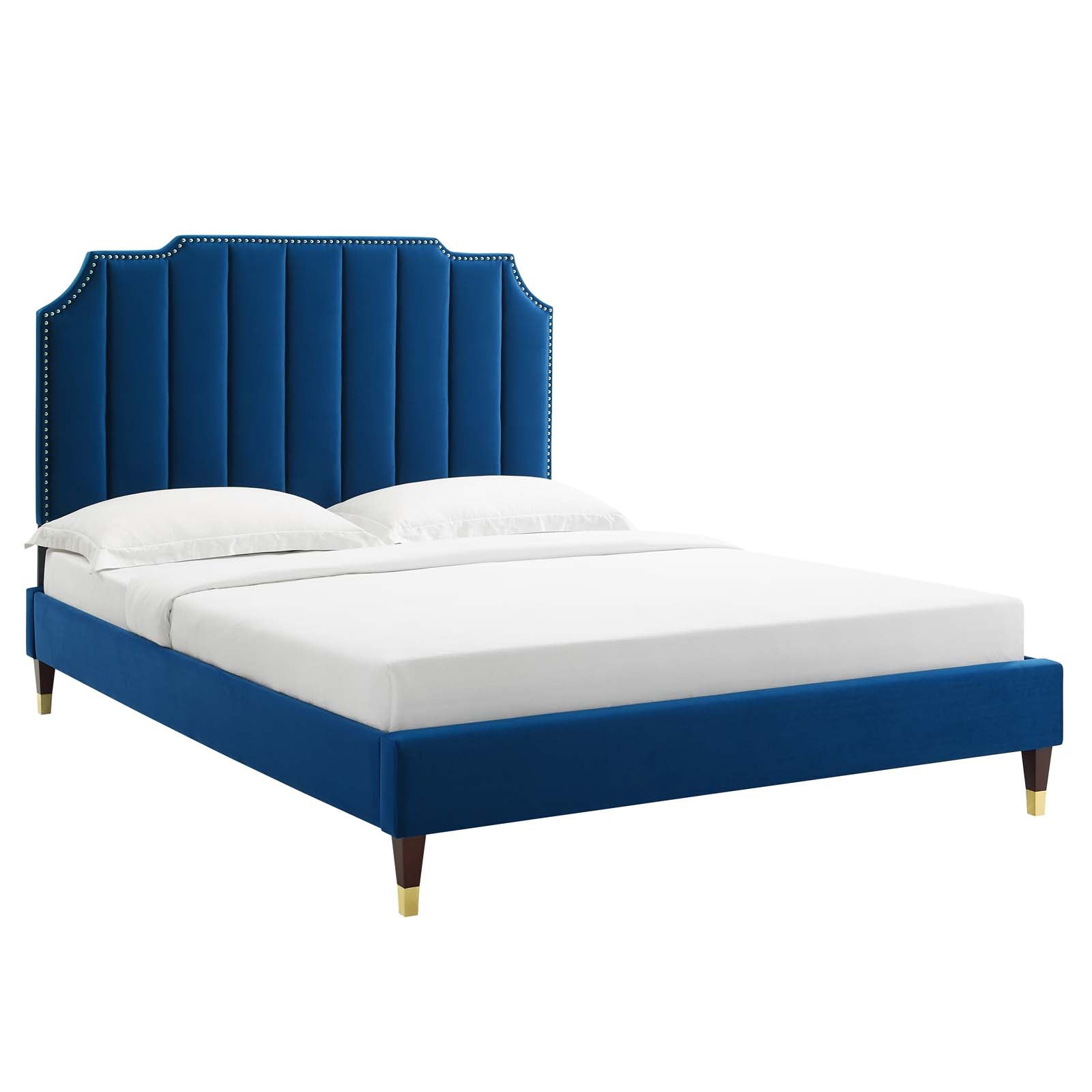 Colette Queen Performance Velvet Platform Bed By Modway - MOD-6584 | Beds | Modishstore - 65