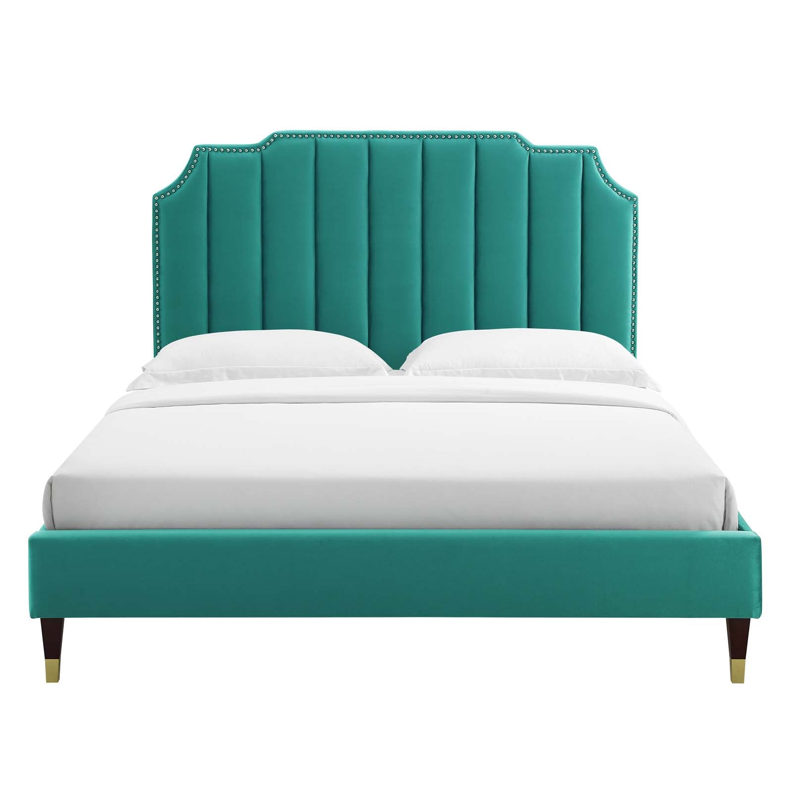 Colette Queen Performance Velvet Platform Bed By Modway - MOD-6584 | Beds | Modishstore - 108