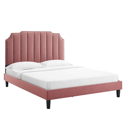 Colette Queen Performance Velvet Platform Bed By Modway - MOD-6585 | Beds | Modishstore - 18