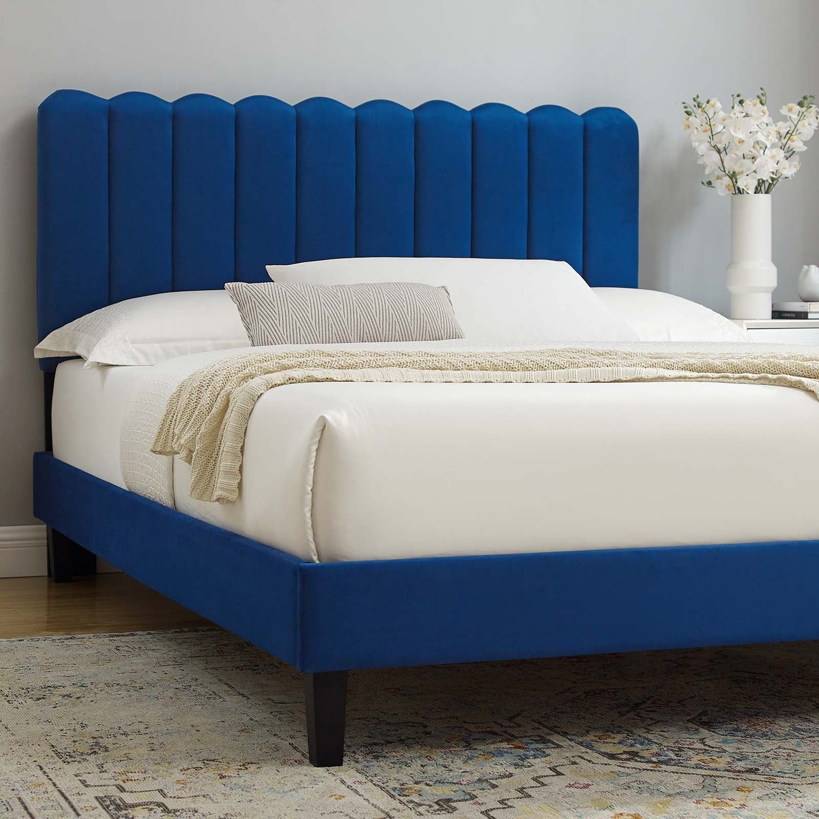 Reagan Queen Performance Velvet Platform Bed By Modway - MOD-6588 | Beds | Modishstore - 72