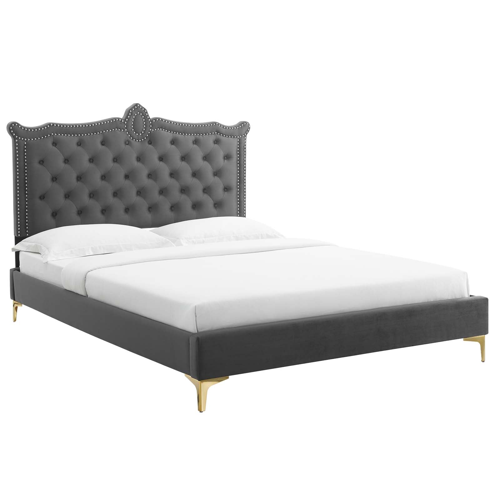 Clara Performance Velvet Queen Platform Bed By Modway - MOD-6592 | Beds | Modishstore - 2