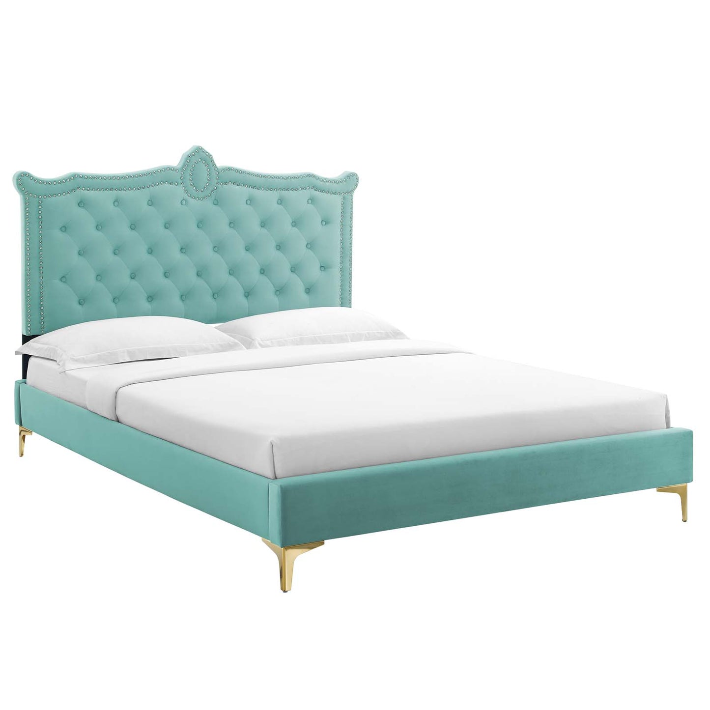 Clara Performance Velvet Queen Platform Bed By Modway - MOD-6592 | Beds | Modishstore - 34