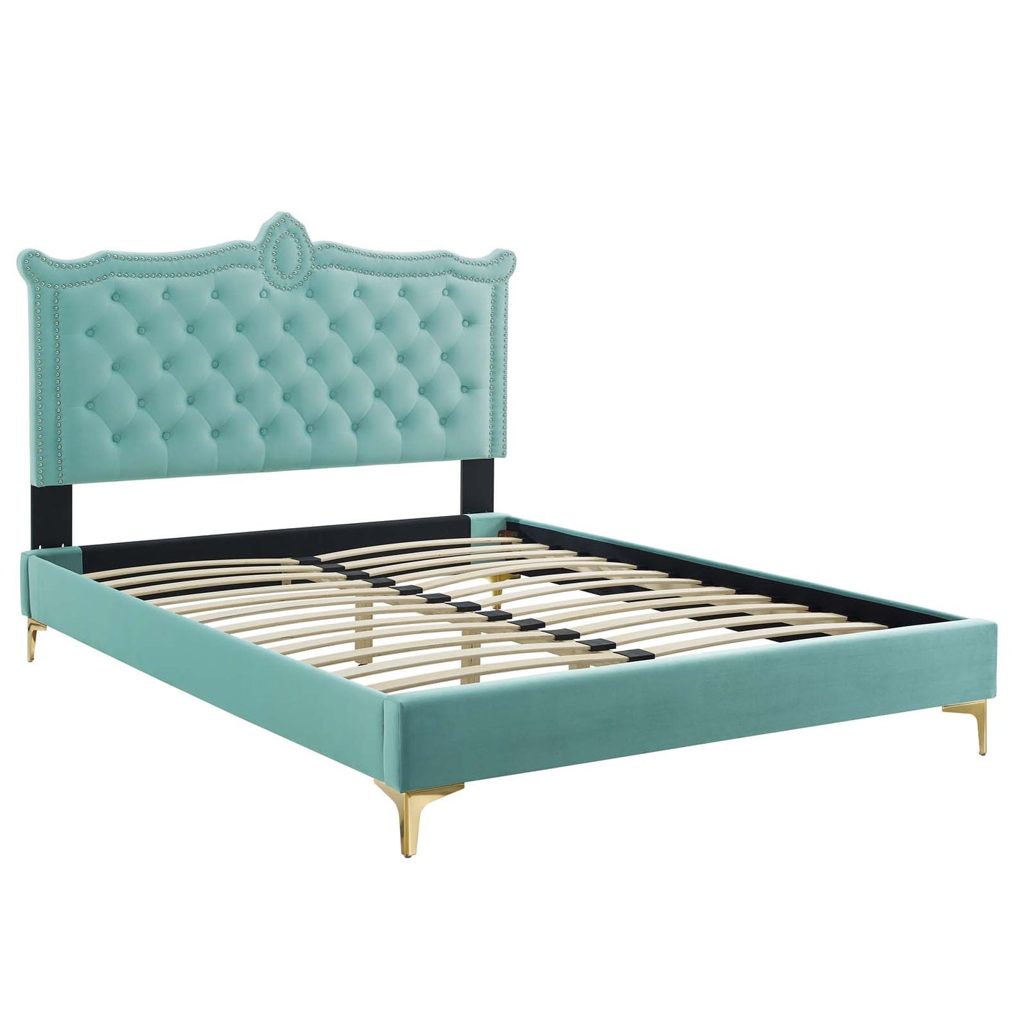 Clara Performance Velvet Queen Platform Bed By Modway - MOD-6592 | Beds | Modishstore - 39