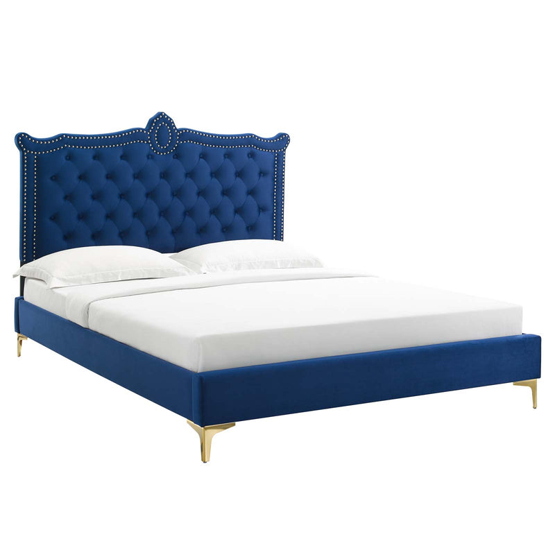 Clara Performance Velvet Queen Platform Bed By Modway - MOD-6592 | Beds | Modishstore - 45