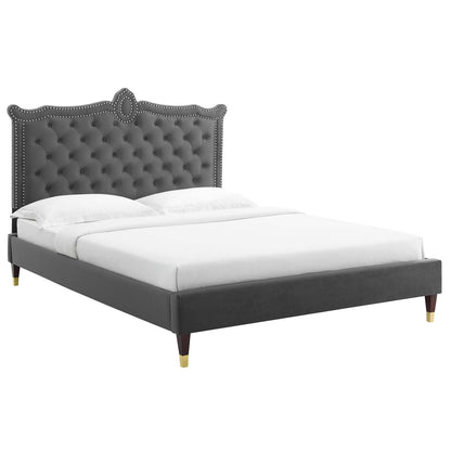 Clara Performance Velvet Queen Platform Bed By Modway - MOD-6593 | Beds | Modishstore - 2