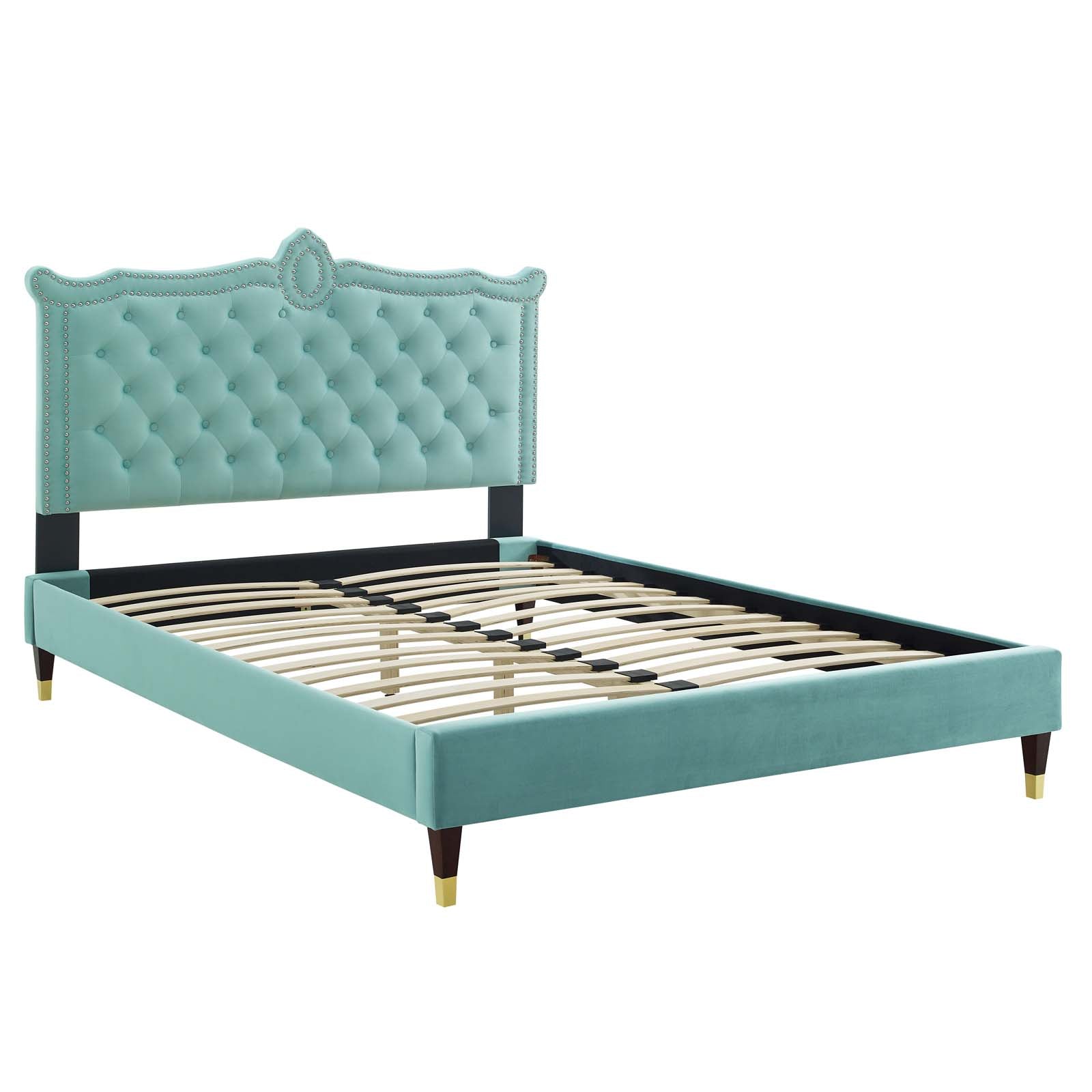 Clara Performance Velvet Queen Platform Bed By Modway - MOD-6593 | Beds | Modishstore - 39