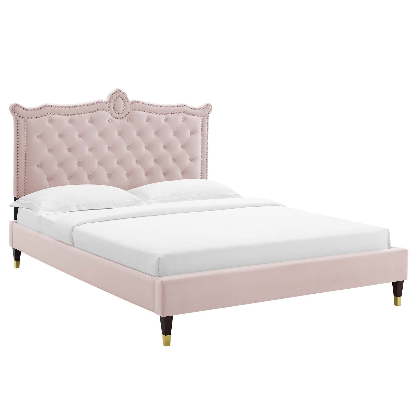 Clara Performance Velvet Queen Platform Bed By Modway - MOD-6593 | Beds | Modishstore - 56