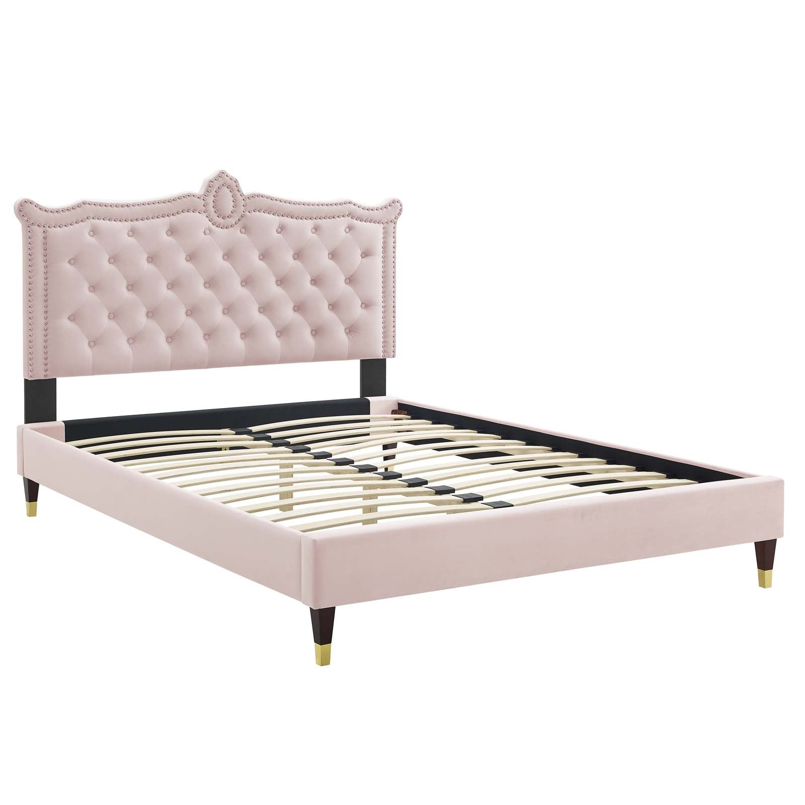 Clara Performance Velvet Queen Platform Bed By Modway - MOD-6593 | Beds | Modishstore - 61