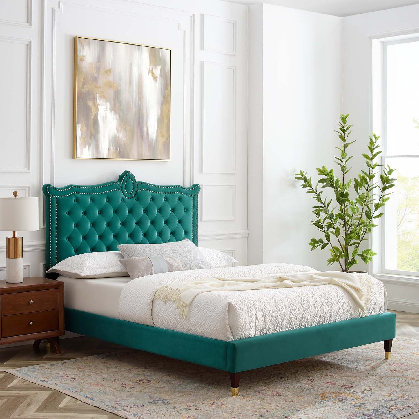 Clara Performance Velvet Queen Platform Bed By Modway - MOD-6593 | Beds | Modishstore - 70