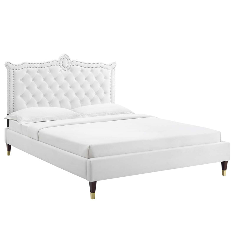 Clara Performance Velvet Queen Platform Bed By Modway - MOD-6593 | Beds | Modishstore - 78