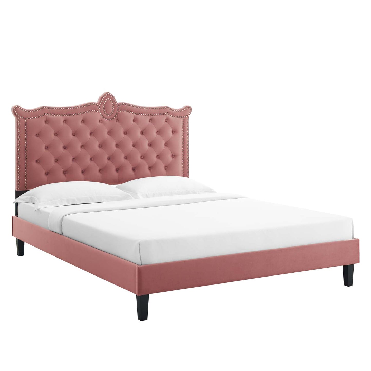 Clara Performance Velvet Queen Platform Bed By Modway - MOD-6594 | Beds | Modishstore - 12