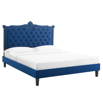 Clara Performance Velvet Queen Platform Bed By Modway - MOD-6594 | Beds | Modishstore - 45