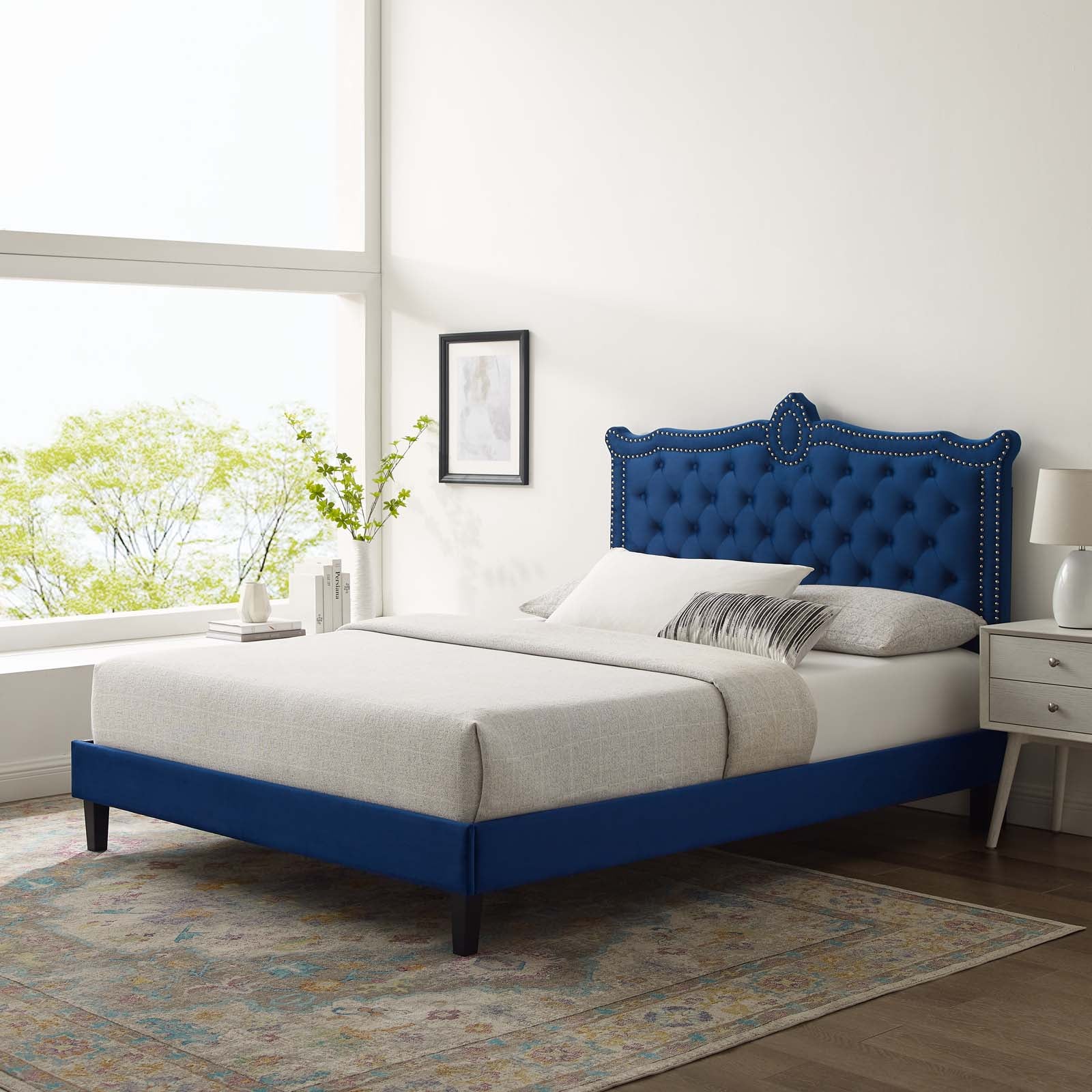 Clara Performance Velvet Queen Platform Bed By Modway - MOD-6594 | Beds | Modishstore - 48