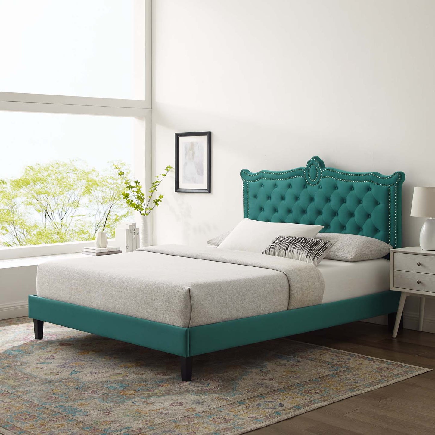 Clara Performance Velvet Queen Platform Bed By Modway - MOD-6594 | Beds | Modishstore - 70