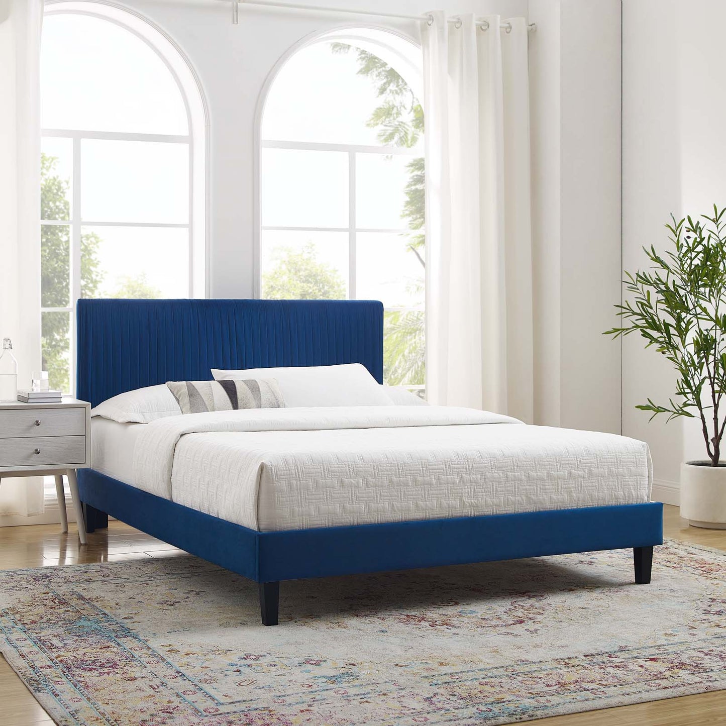 Modway Peyton Performance Velvet Queen Platform Bed - MOD-6597 | Beds | Modishstore - 58