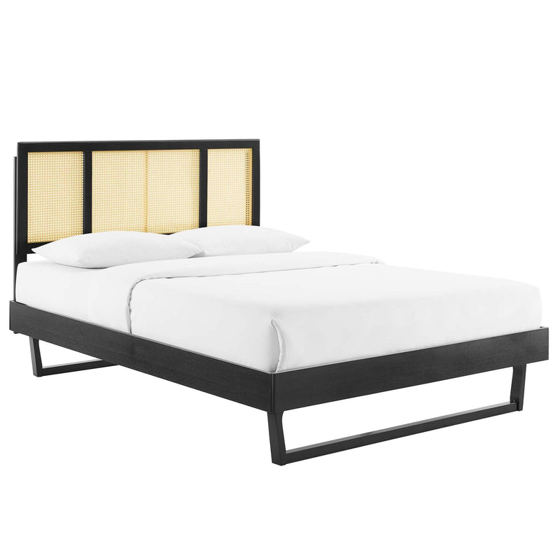 Kelsea Cane and Wood King Platform Bed With Angular Legs By Modway - MOD-6697 | Beds | Modishstore - 6