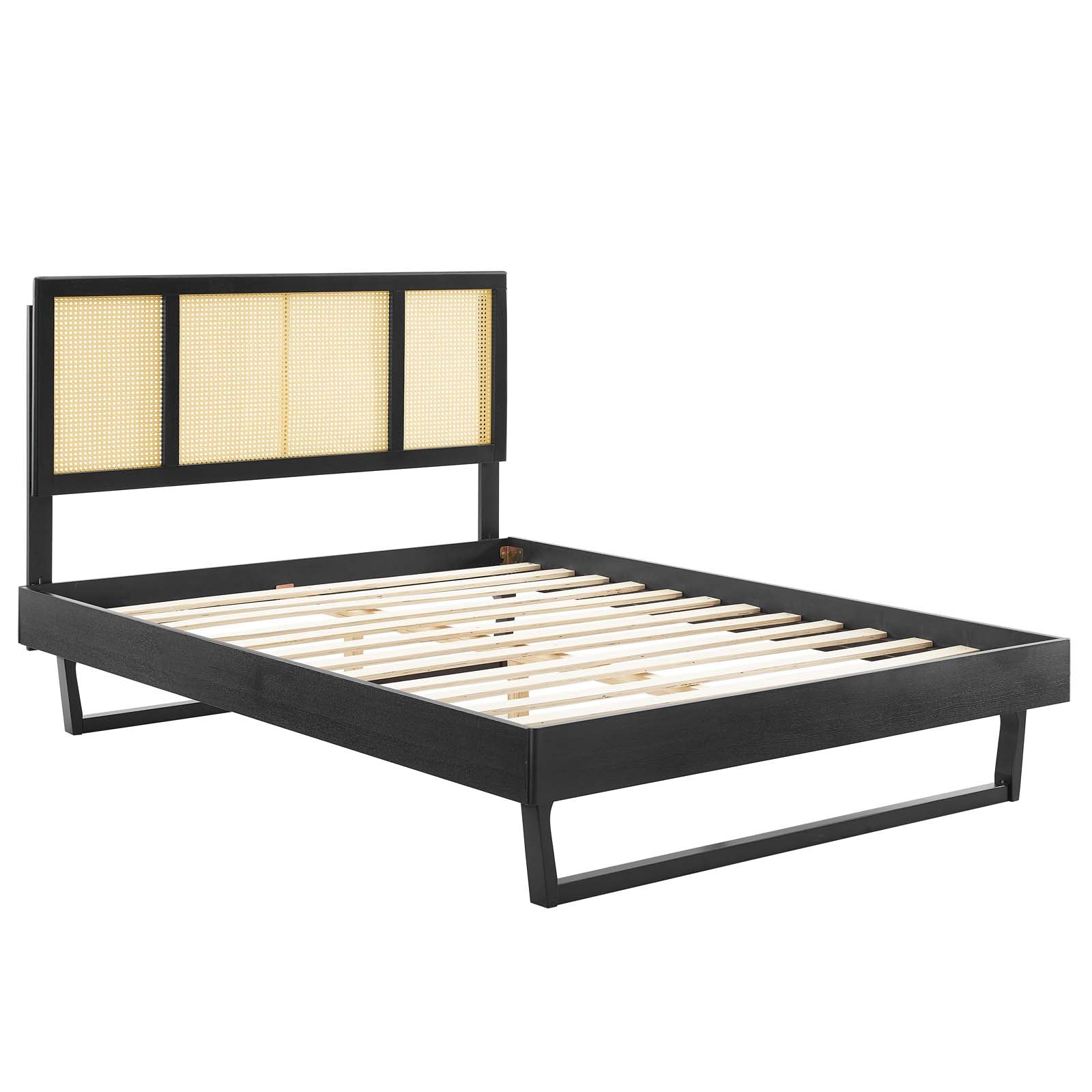 Kelsea Cane and Wood King Platform Bed With Angular Legs By Modway - MOD-6697 | Beds | Modishstore - 7