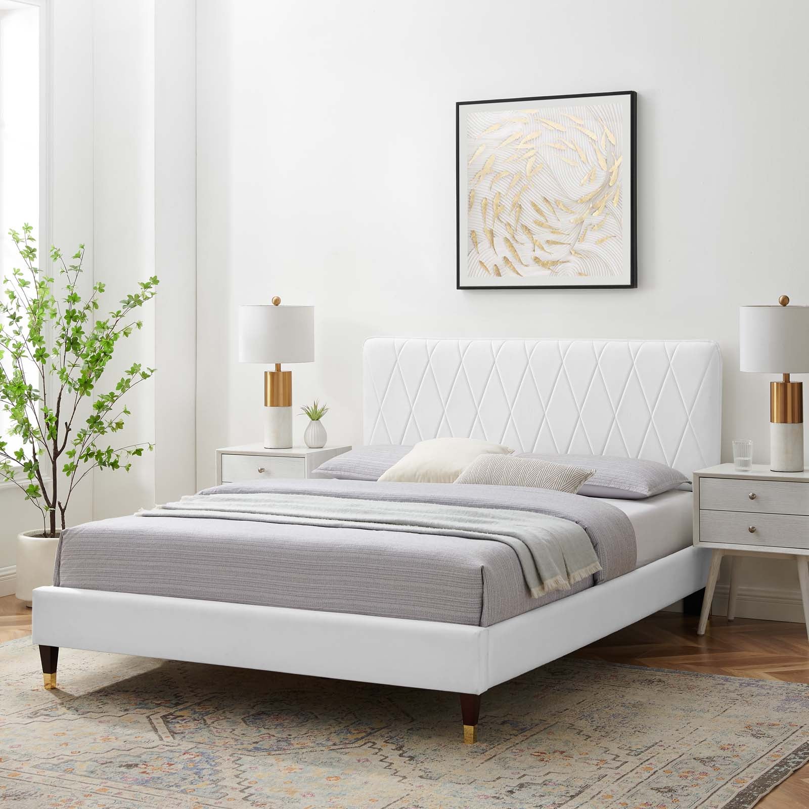 Modway Phillipa Performance Velvet Queen Platform Bed - MOD-6707 | Beds | Modishstore - 64