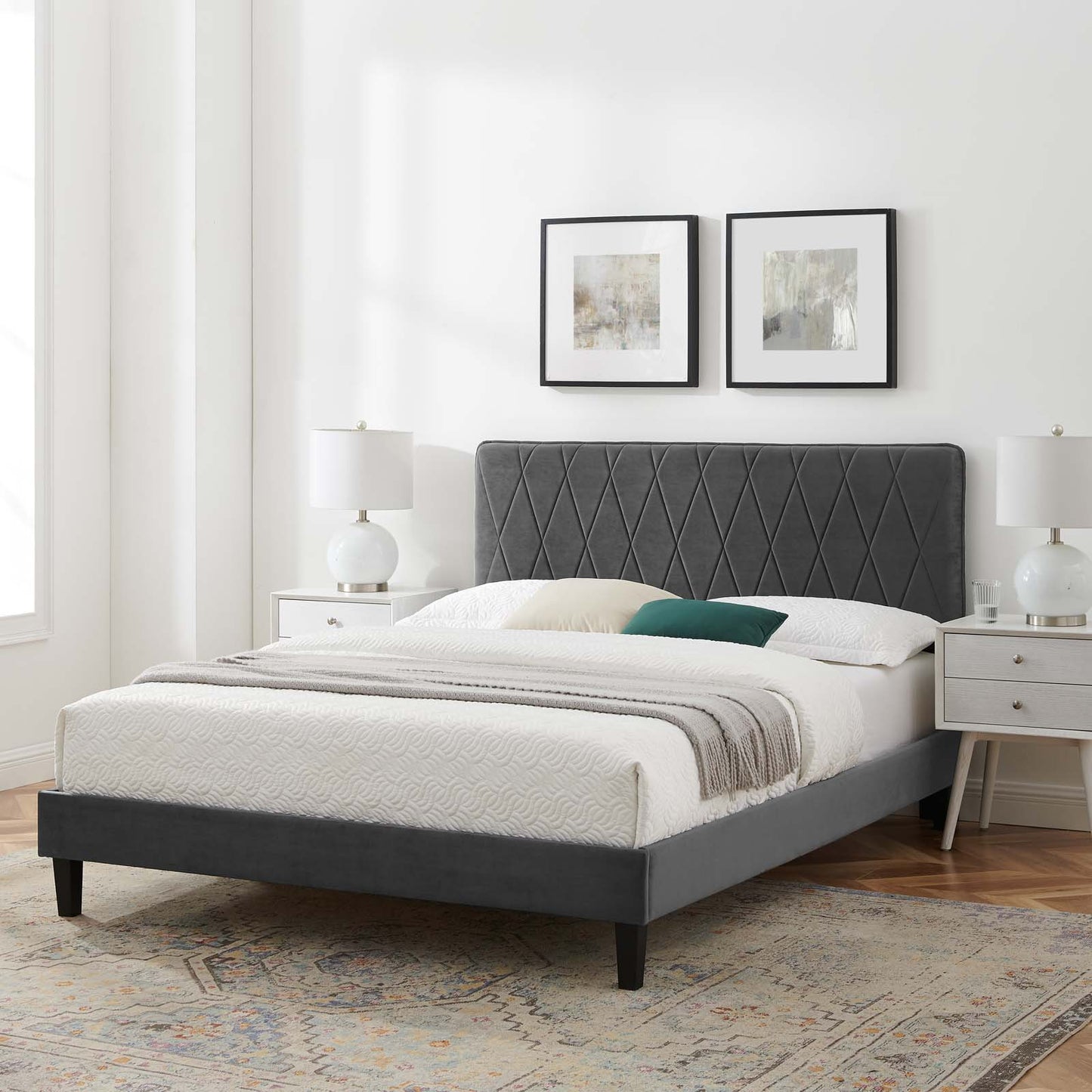 Modway Phillipa Performance Velvet Queen Platform Bed - MOD-6708 | Beds | Modishstore - 1