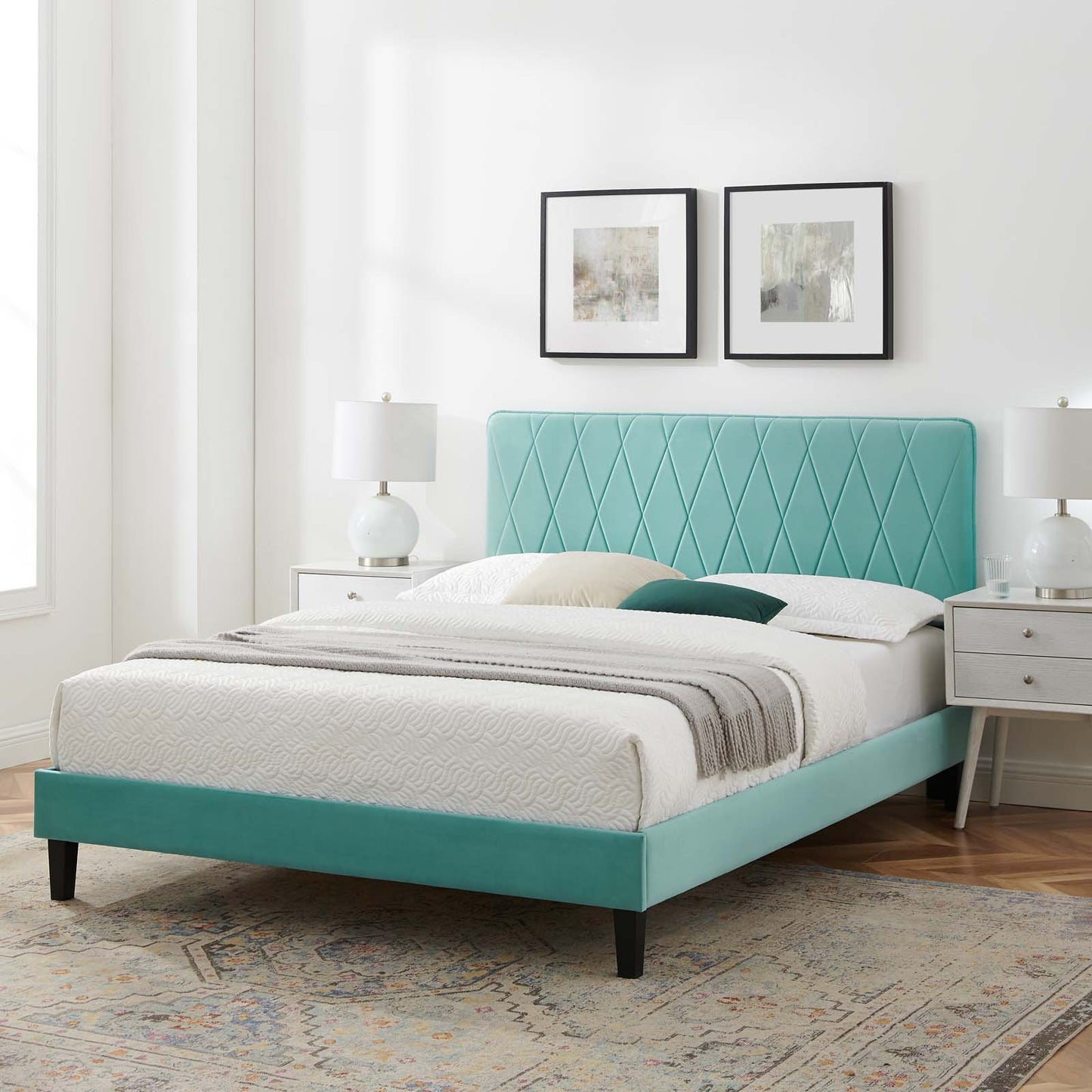 Modway Phillipa Performance Velvet Queen Platform Bed - MOD-6708 | Beds | Modishstore - 61