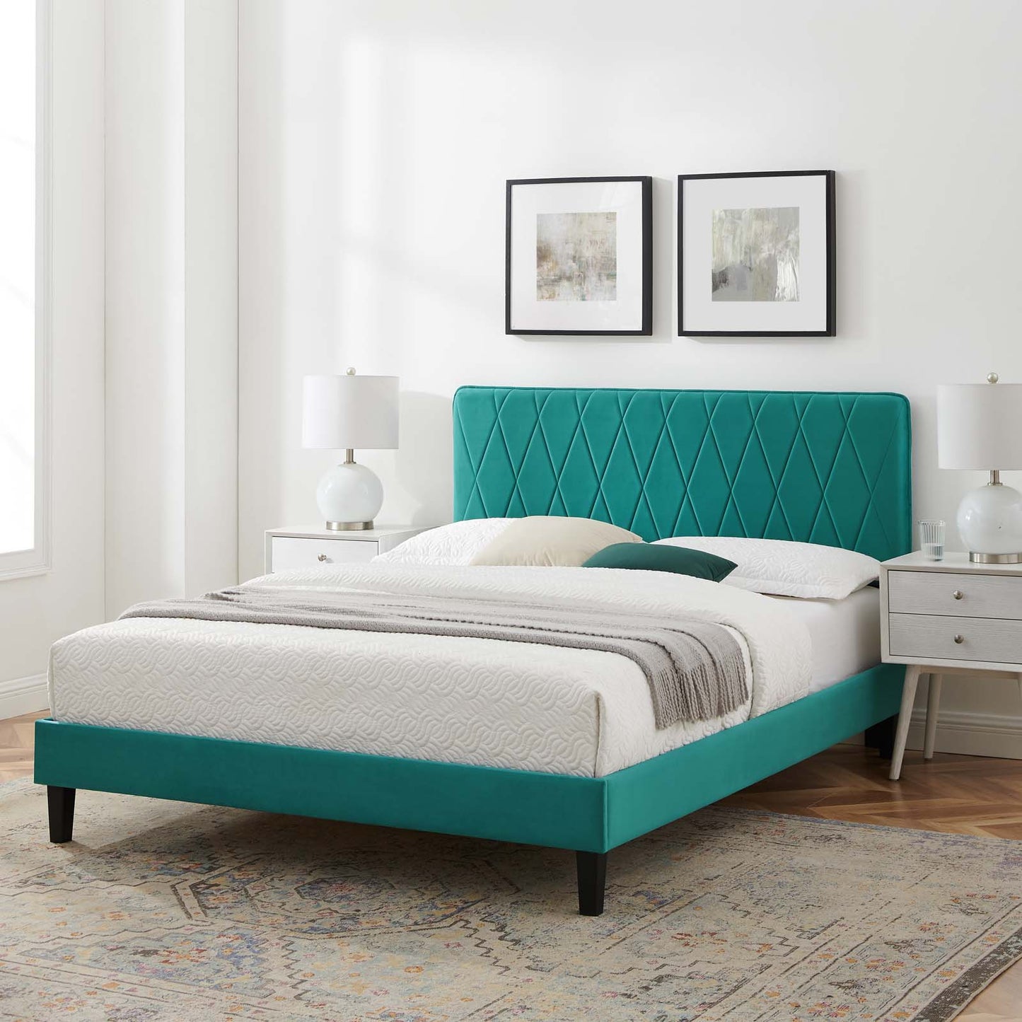 Modway Phillipa Performance Velvet Queen Platform Bed - MOD-6708 | Beds | Modishstore - 62