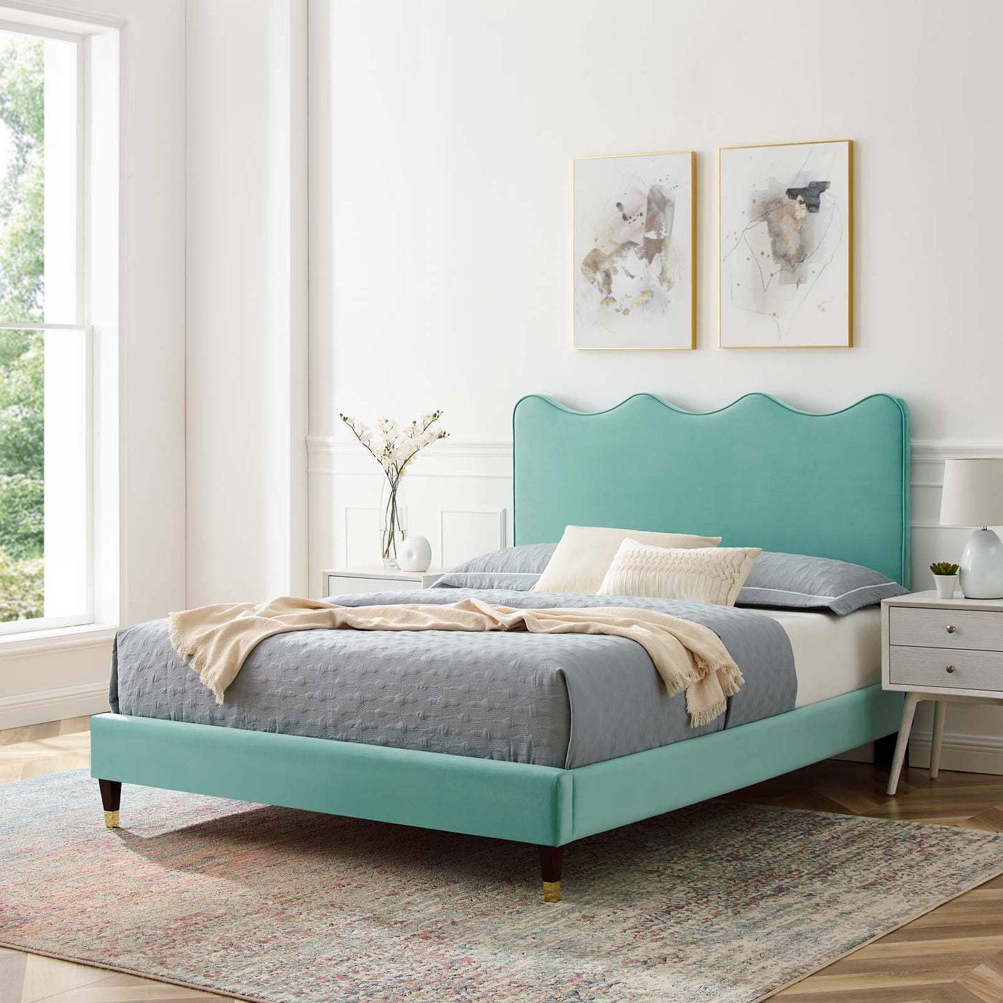 Current Performance Velvet Queen Platform Bed By Modway - MOD-6734 | Beds | Modishstore - 37