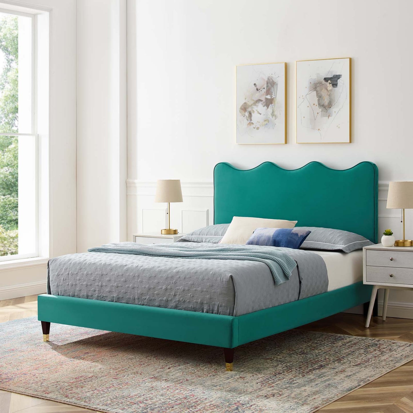 Current Performance Velvet Queen Platform Bed By Modway - MOD-6734 | Beds | Modishstore - 70