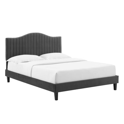 Modway Juniper Channel Tufted Performance Velvet Queen Platform Bed - MOD-6741 | Beds | Modishstore - 2