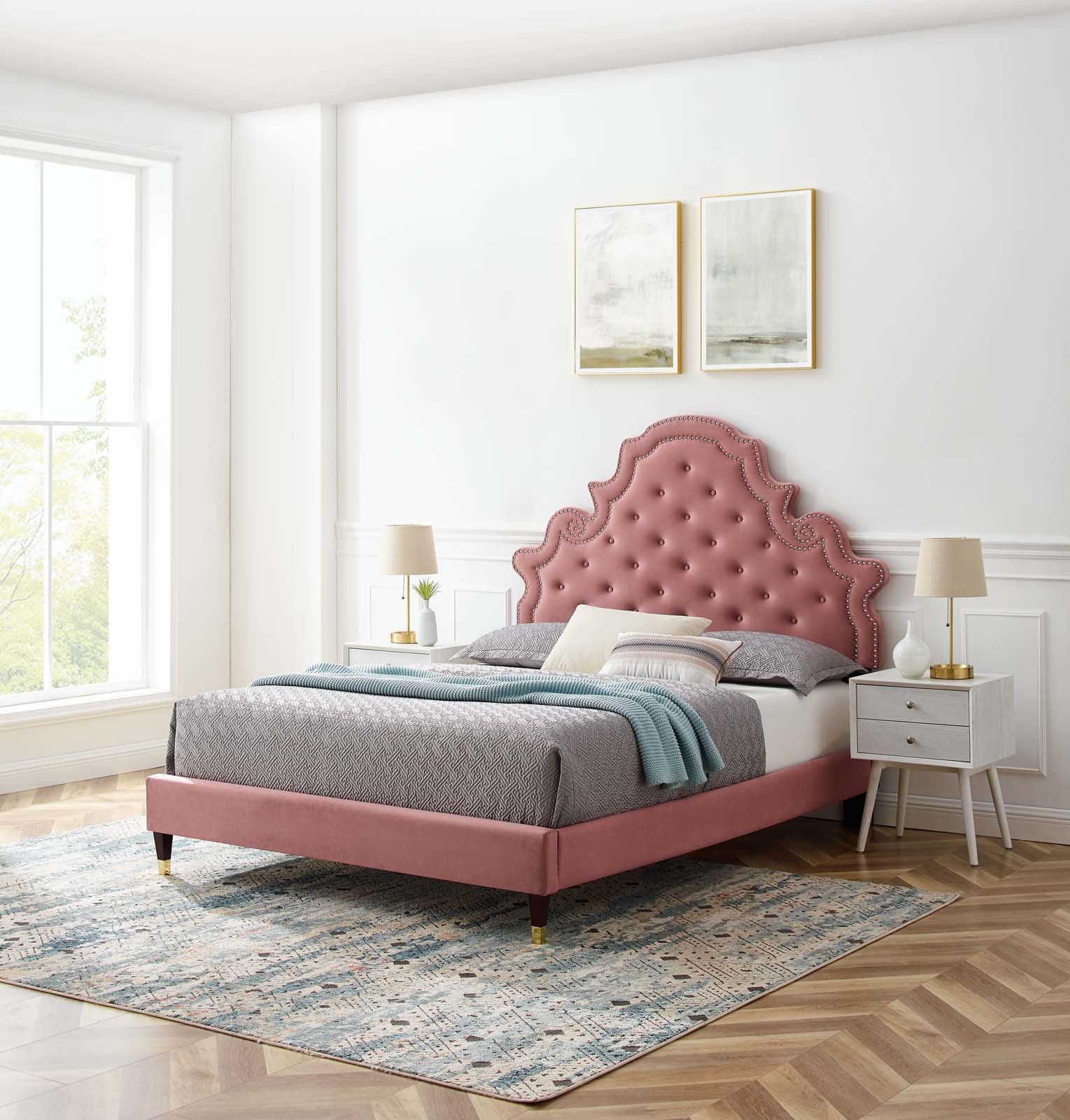 Modway Gwyneth Tufted Performance Velvet Queen Platform Bed MOD 6752